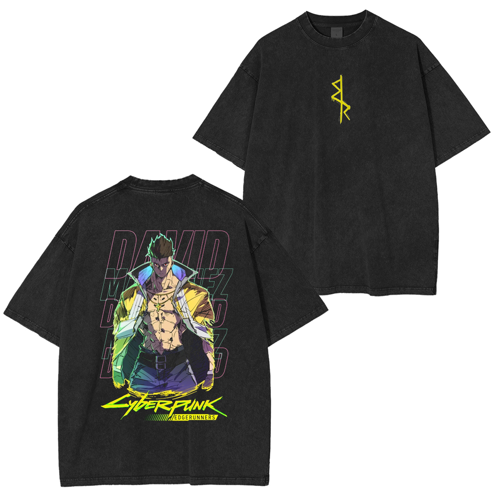 David Martinez - Cyberpunk Edgerunners Anime Unisex Acid Washed T-Shirt