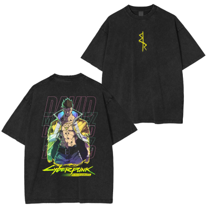 David Martinez - Cyberpunk Edgerunners Anime Unisex Acid Washed T-Shirt