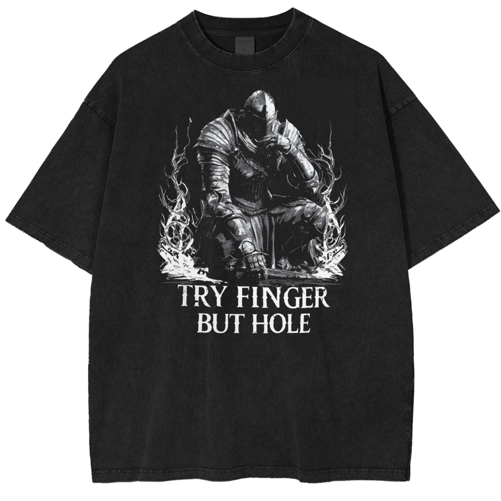 Try Finger But Hole Washed T-Shirt