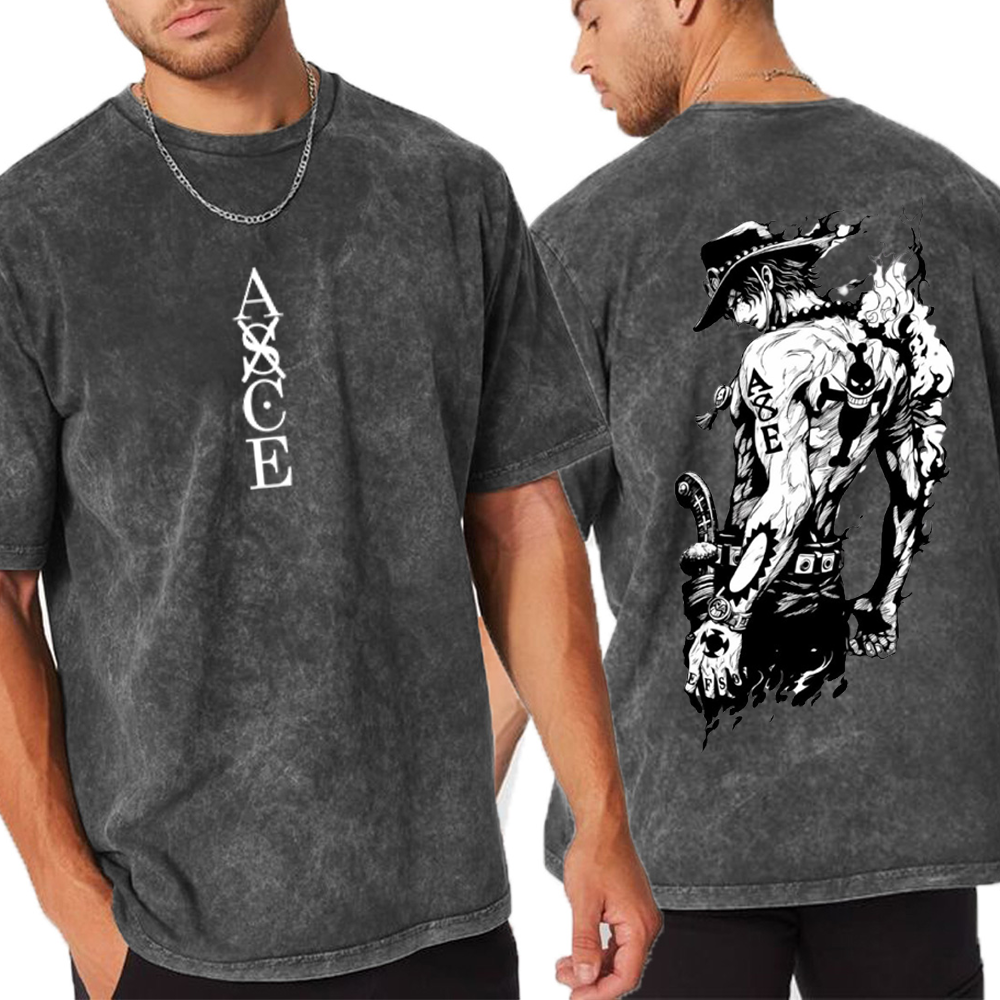 Retro Heavy Portgas D. Ace Unisex Washed T-Shirt
