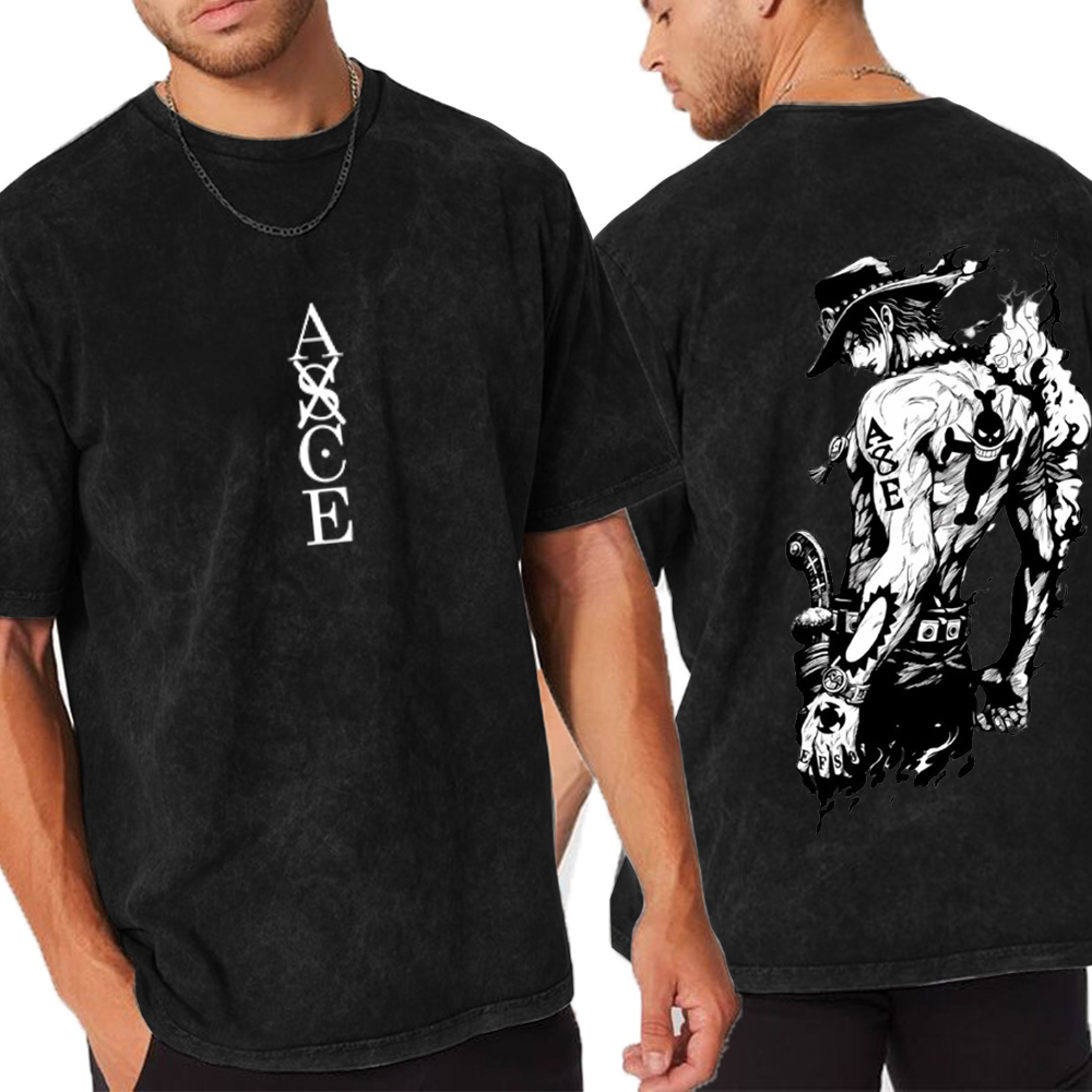 Retro Heavy Portgas D. Ace Unisex Washed T-Shirt