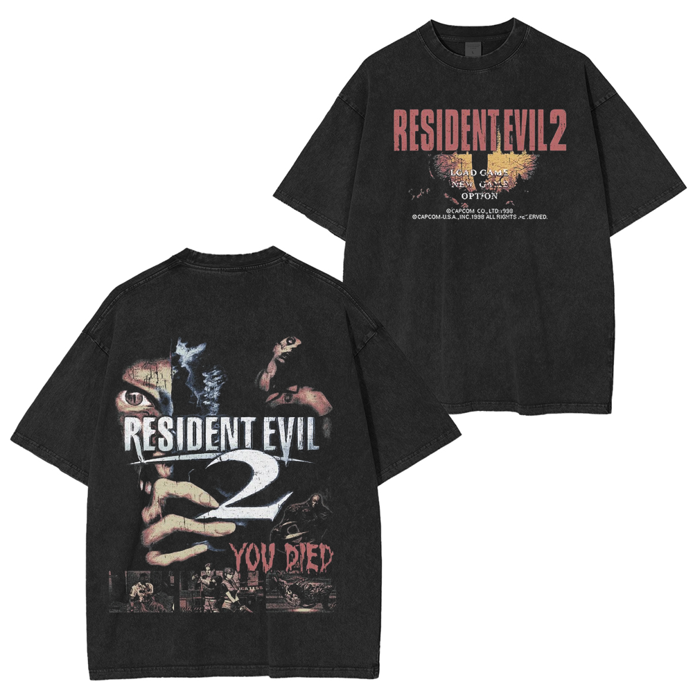 Resident Evil 2 You Died Game Capcom Washed Unisex T-Shirt