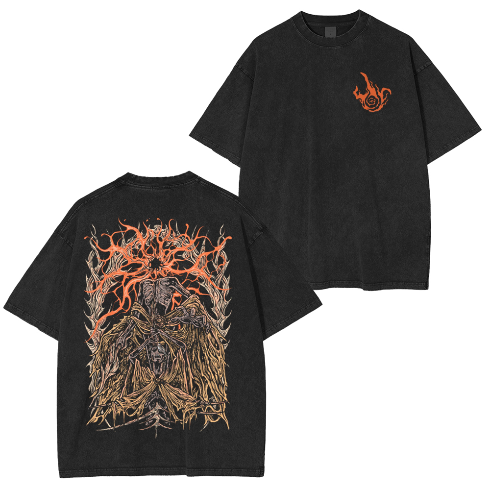 Drippy Souls Midra Lord of Frenzied Flame Double-Sided Washed Unisex T-Shirt