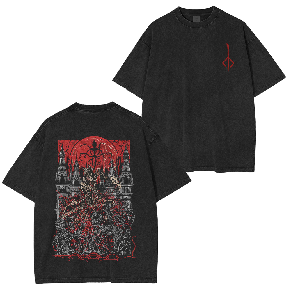 Drippy Souls Hunter of Yharnam Double-Sided Washed Unisex T-Shirt
