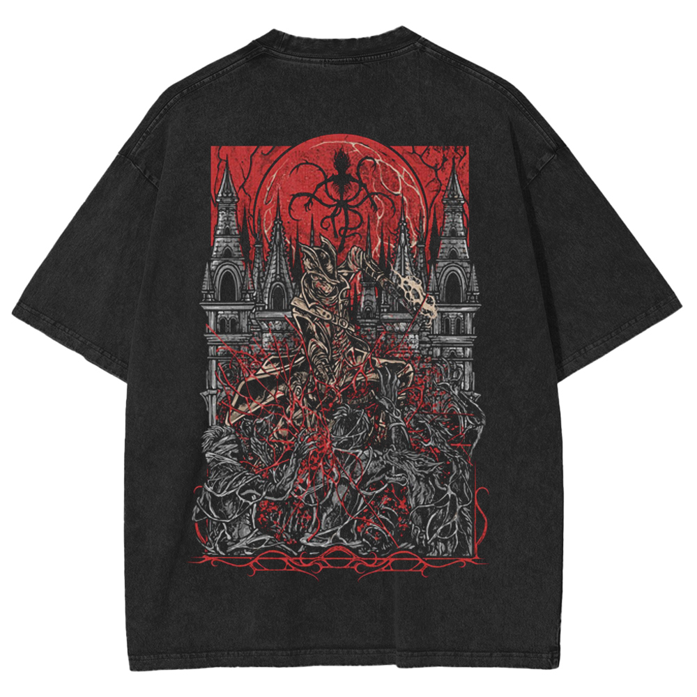 Drippy Souls Hunter of Yharnam Double-Sided Washed Unisex T-Shirt