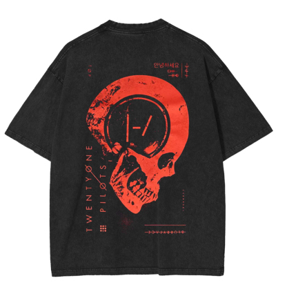 Retro Twentyy One Pilotsss Blurryface Skull Washed Unisex T-Shirt