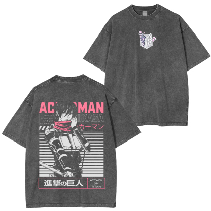 Remera Attack on Titan Mikasa Washed Unisex T-Shirt