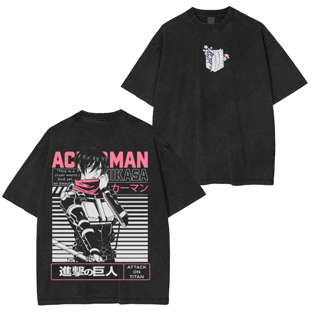 Remera Attack on Titan Mikasa Washed Unisex T-Shirt