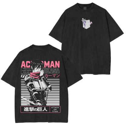 Remera Attack on Titan Mikasa Washed Unisex T-Shirt