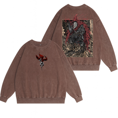 Dark Souls Slave Knight Gael Grim Unisex Washed Crewneck Sweatshirt