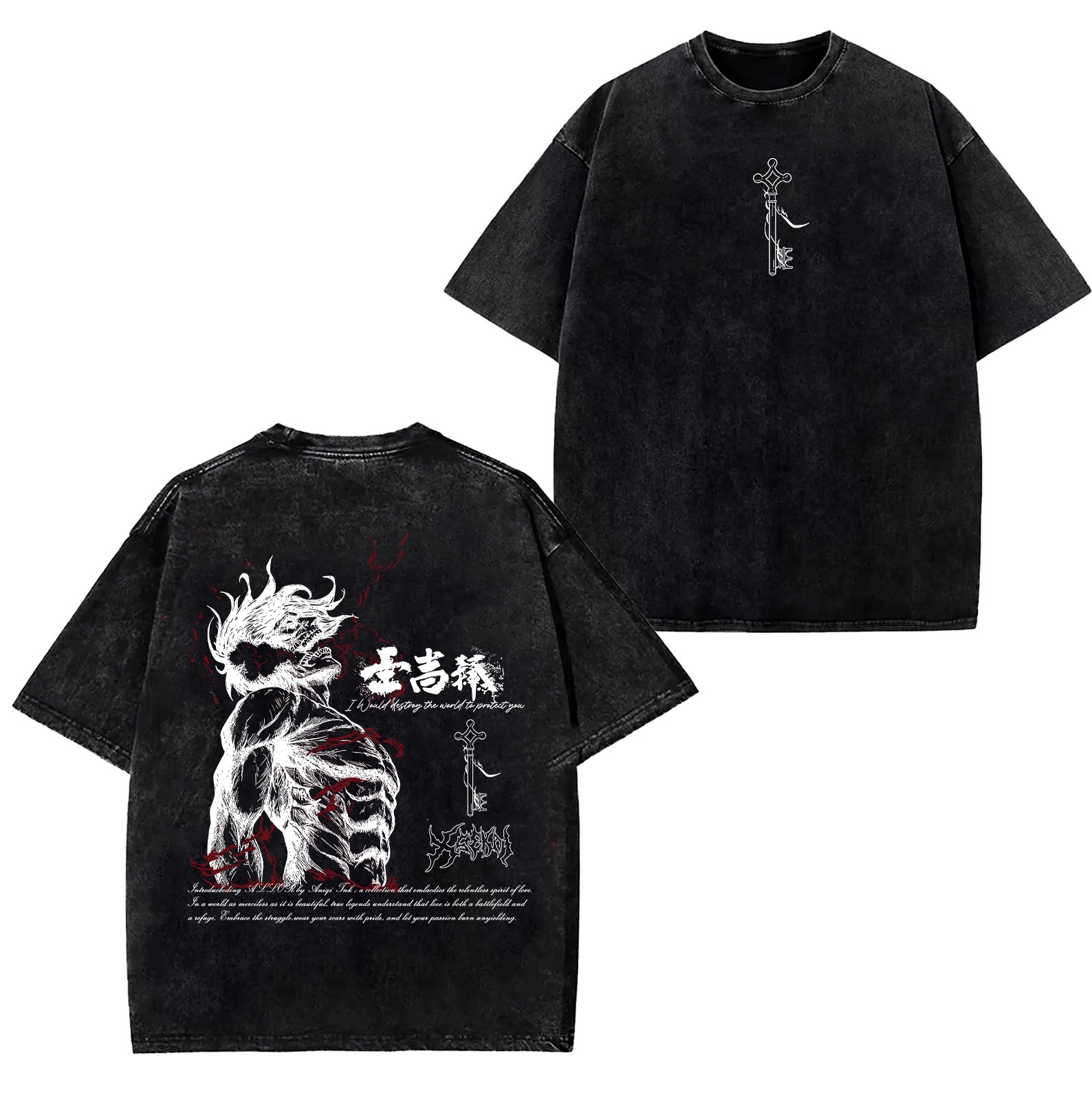 Attack on Titan Vintage Washed Oversize T-Shirt /Sweatshirt/Hoodie