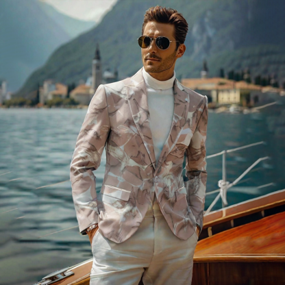 Men's Pink Camouflage Floral Print Blazer