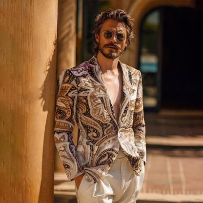Vintage Ethnic Print Men's Blazer