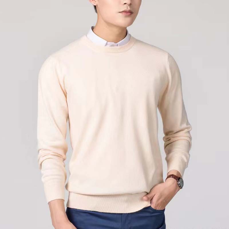 Men's Autumn/Winter New Knit Sweater – Plus Size Crew Neck Pullover, Loose Fit Solid Color Base Layer
