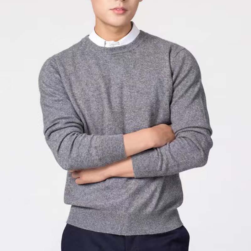 Men's Autumn/Winter New Knit Sweater – Plus Size Crew Neck Pullover, Loose Fit Solid Color Base Layer