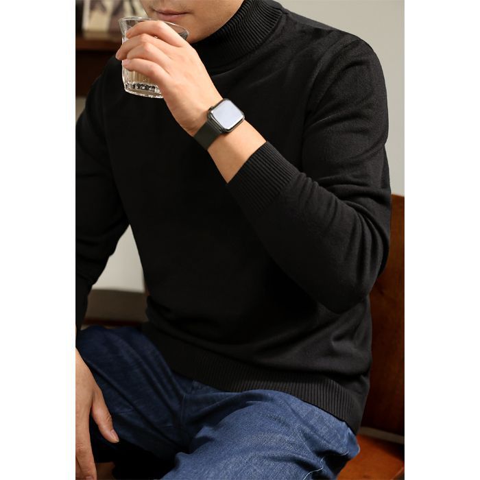 Men's Autumn/Winter Thickened Turtleneck Sweater – Warm Knit Base Layer, Foldable Collar, Machine Washable