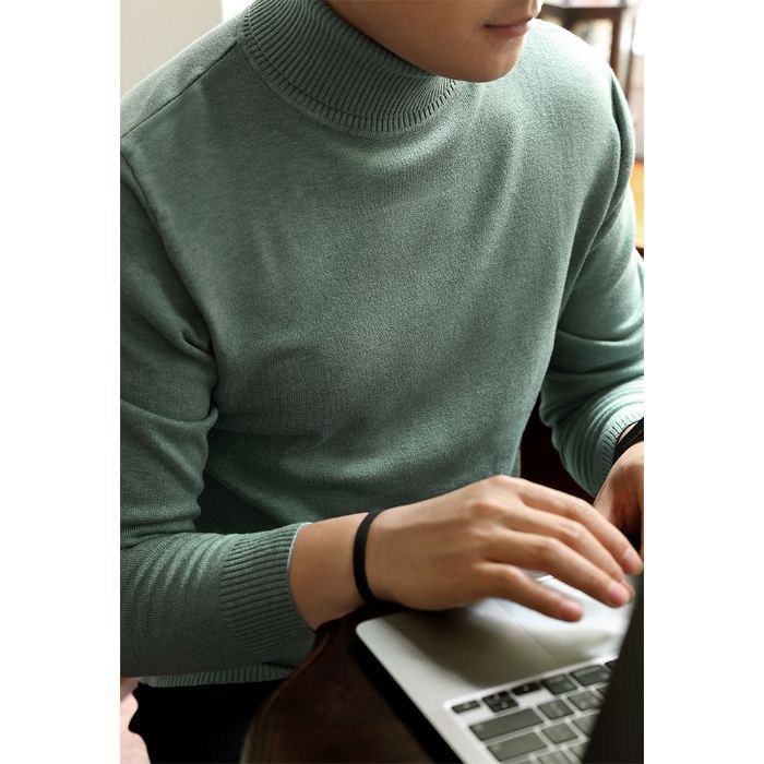 Men's Autumn/Winter Thickened Turtleneck Sweater – Warm Knit Base Layer, Foldable Collar, Machine Washable