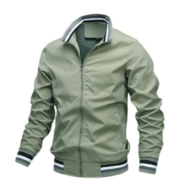 Men's Spring & Fall Zipper Jacket: Casual Fitted Style with Side Seam Pockets, Non - Hooded