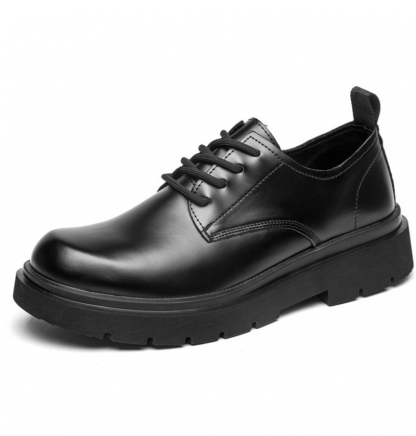 Men's Formal Business Dress Shoes: Korean - Inspired Black Leather Oxfords, Spring - Ready Thick - Sole for Versatile Wear