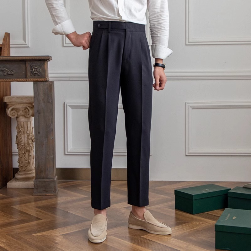 Men's Spring & Fall Casual Wrinkle-Resistant Trousers – Vintage Napoli-Inspired Trendy Pants for Commuting & Everyday Wear