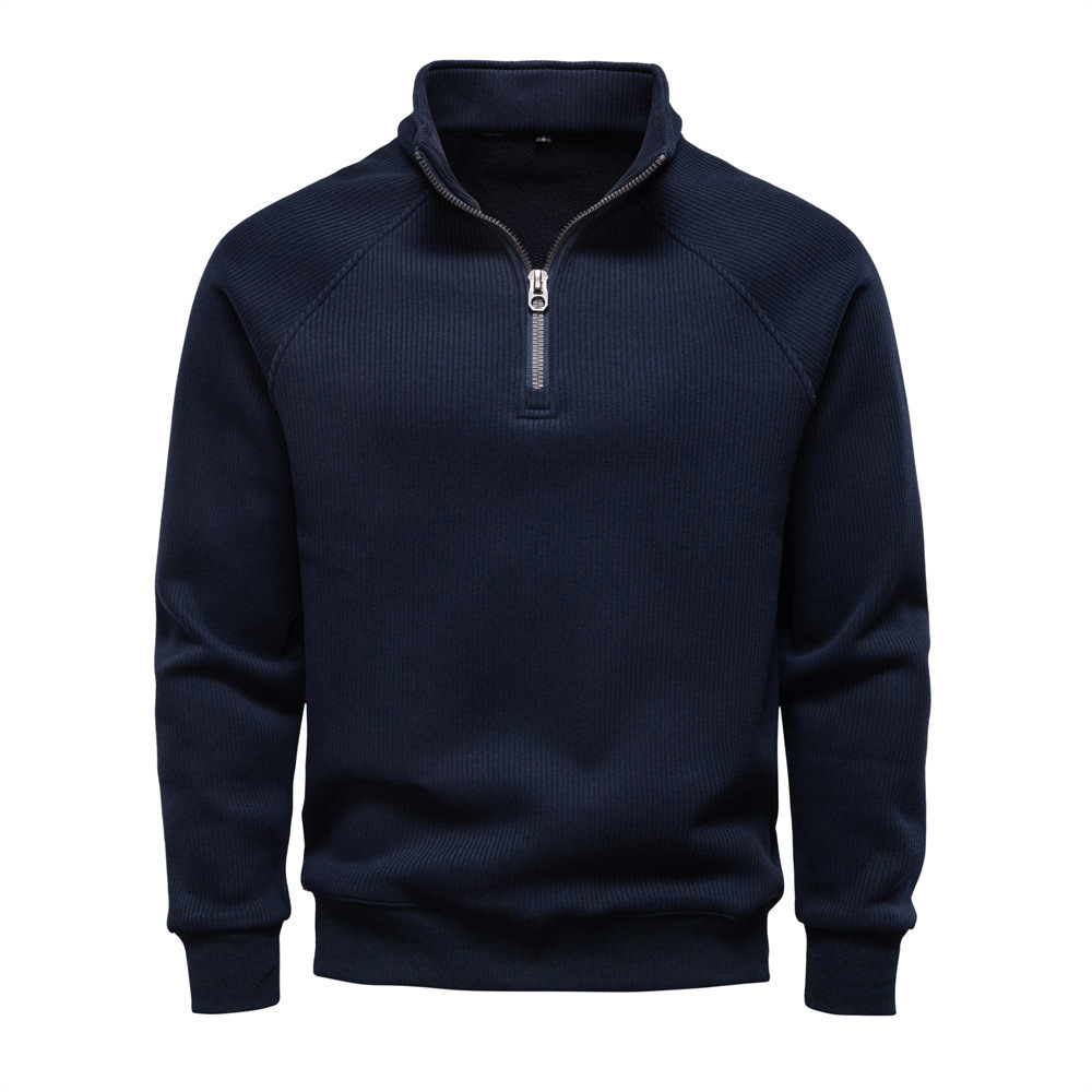 Men's Autumn/Winter Half-Zip Hoodie – Stand Collar Fleece Lined Sweatshirt, Trendy & Versatile, Ideal for Casual Layering