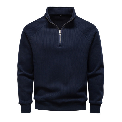 Men's Autumn/Winter Half-Zip Hoodie – Stand Collar Fleece Lined Sweatshirt, Trendy & Versatile, Ideal for Casual Layering