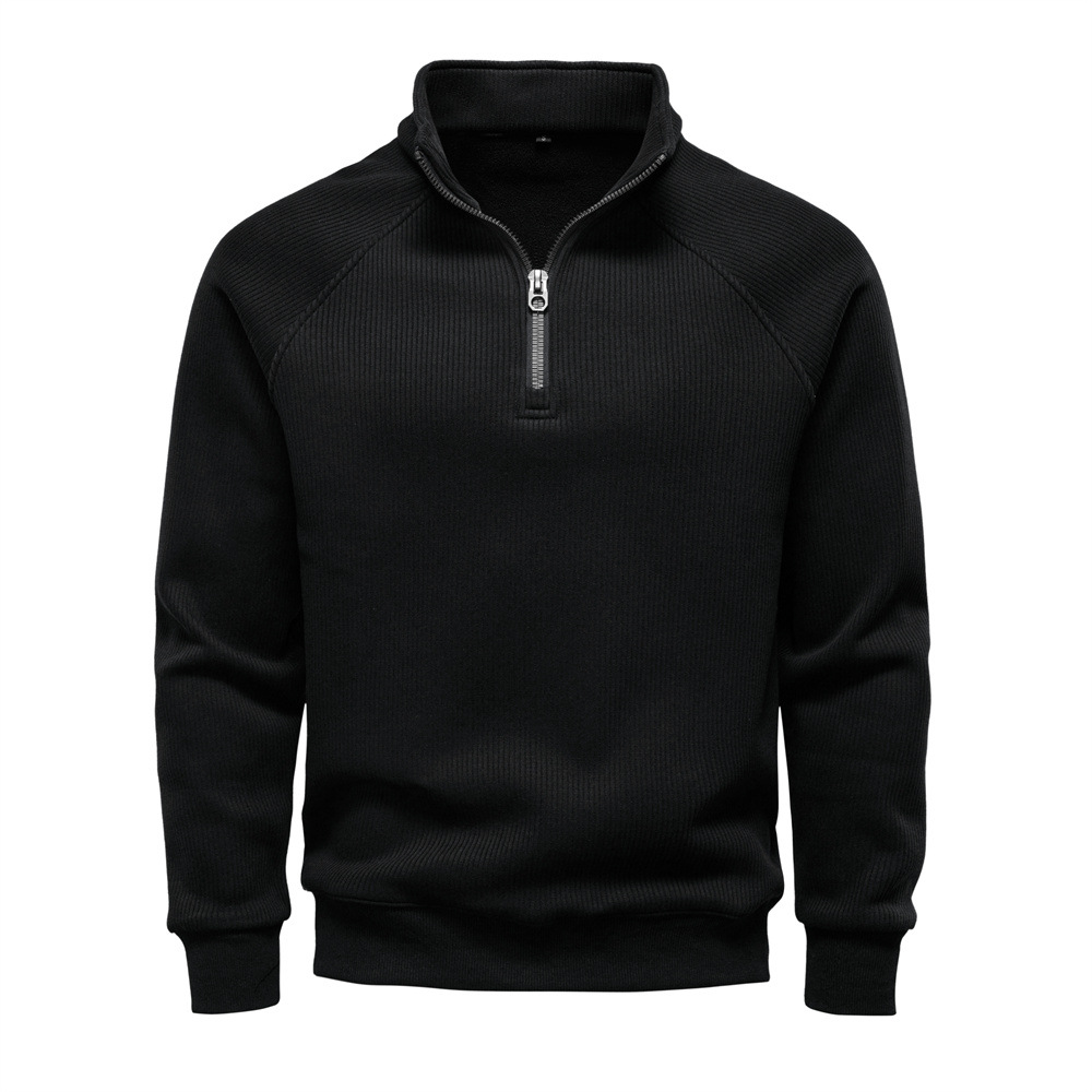 Men's Autumn/Winter Half-Zip Hoodie – Stand Collar Fleece Lined Sweatshirt, Trendy & Versatile, Ideal for Casual Layering