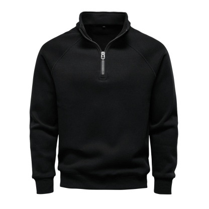 Men's Autumn/Winter Half-Zip Hoodie – Stand Collar Fleece Lined Sweatshirt, Trendy & Versatile, Ideal for Casual Layering