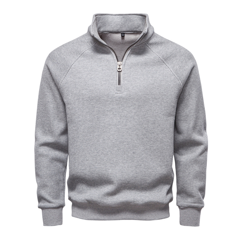 Men's Autumn/Winter Half-Zip Hoodie – Stand Collar Fleece Lined Sweatshirt, Trendy & Versatile, Ideal for Casual Layering