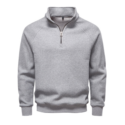 Men's Autumn/Winter Half-Zip Hoodie – Stand Collar Fleece Lined Sweatshirt, Trendy & Versatile, Ideal for Casual Layering