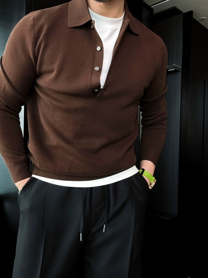 Men's Stylish Long Sleeve Shirt with Turn-Down Collar – Fall & Winter Fashionable, Warm, and Trendy Outerwear