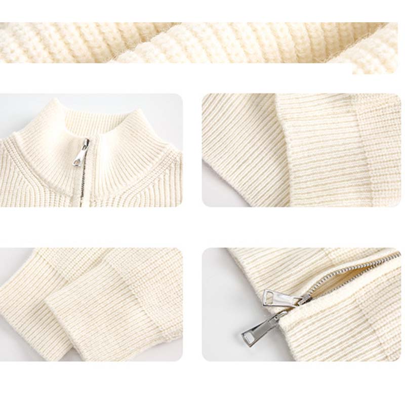 Unisex Fall & Winter Zipper Cardigan Sweater – Trendy Solid Color Knit Jacket, Must-Have Fashion Outerwear for Cold Weather