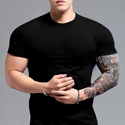 Men's Summer New Arrival Athletic Casual Short-Sleeve T-Shirt - Quick-Drying, Breathable, Solid Color for Running, Workout & Fitness Training