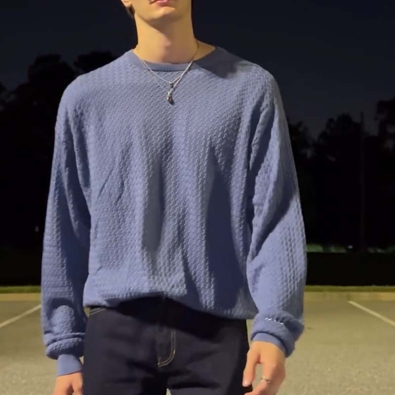 Men’s Waffle Knit Textured T-Shirt | Slim Fit Long Sleeve Base Layer with Crinkle Detail, Soft Breathable Athletic Top