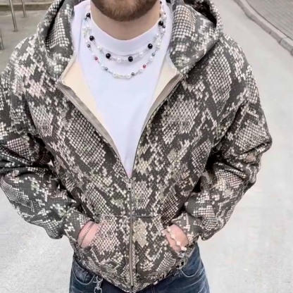 Unisex Python Print Digital Hoodie | Loose Fit Pullover Zipper Sweatshirt, Trendy & Casual, Must-Have Versatile Piece