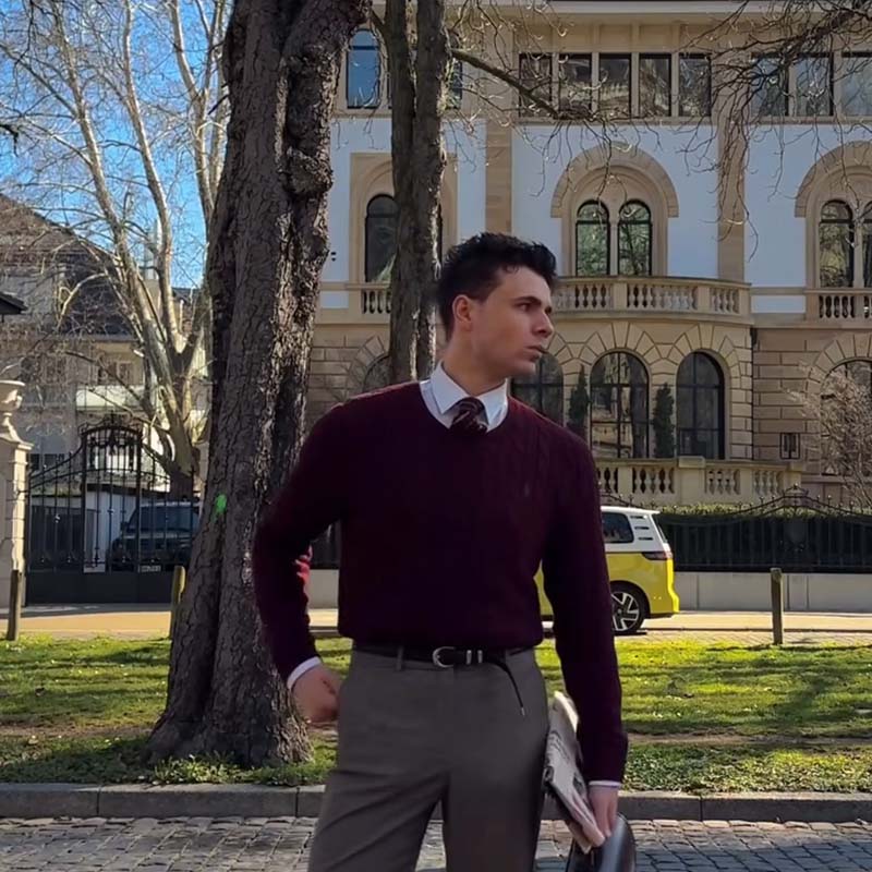 Men’s Fall Winter Warm Chunky Knit Sweater Cable Knit Pullover Classic Casual Knitwear