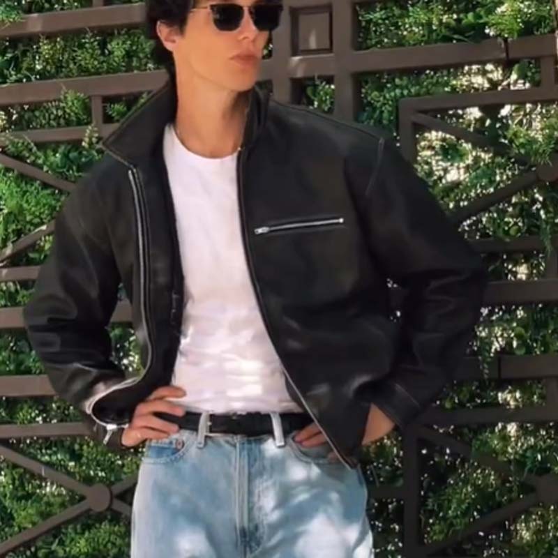 Rebellious Short Leather Jacket For Men, Spring Loose-Fit Turn-Down Collar Moto Style, Trendy Niche Leather Coat, Versatile Fashion Jacket For Everyday Wear
