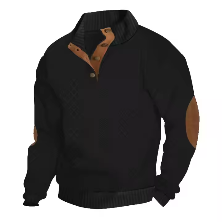 2024 Hot Selling Men's Standing Collar Long Sleeved Casual Outdoor Hoodie Jacquard Knit Sweater