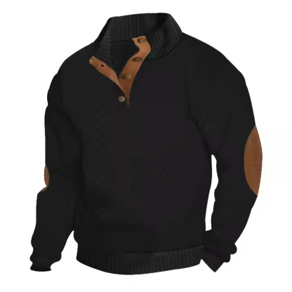 2024 Hot Selling Men's Standing Collar Long Sleeved Casual Outdoor Hoodie Jacquard Knit Sweater