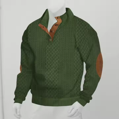 2024 Hot Selling Men's Standing Collar Long Sleeved Casual Outdoor Hoodie Jacquard Knit Sweater