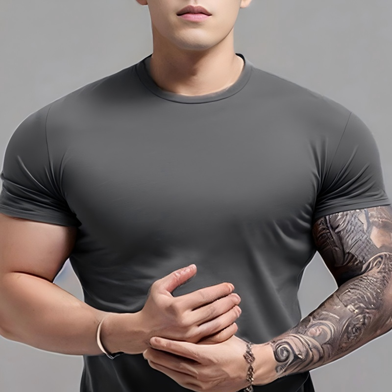 Men's Summer New Arrival Athletic Casual Short-Sleeve T-Shirt - Quick-Drying, Breathable, Solid Color for Running, Workout & Fitness Training