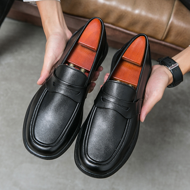 Men's Retro Penny Loafers: Influencer - Favorite Square - Toe Dress Shoes, Business - Casual Soft & Breathabl