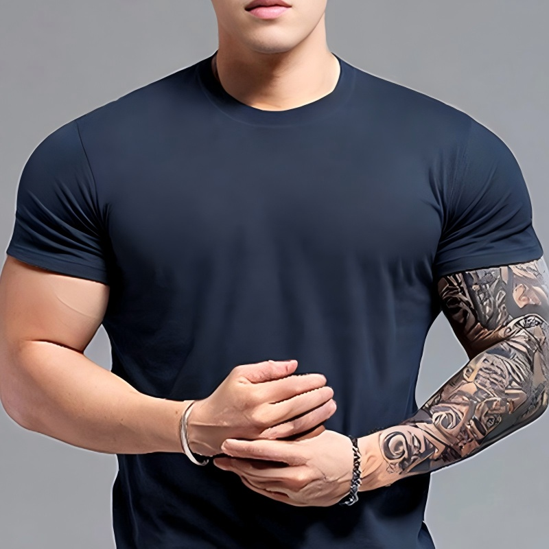 Men's Summer New Arrival Athletic Casual Short-Sleeve T-Shirt - Quick-Drying, Breathable, Solid Color for Running, Workout & Fitness Training