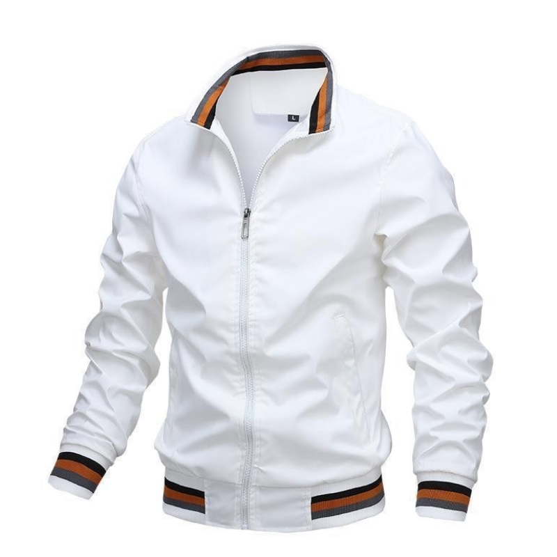 Men's Spring & Fall Zipper Jacket: Casual Fitted Style with Side Seam Pockets, Non - Hooded