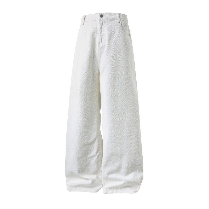 American - Inspired Men's Fall Jeans: Vintage - Washed, Straight - Cut, Loose Long Denim Trousers