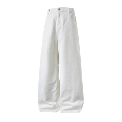 American - Inspired Men's Fall Jeans: Vintage - Washed, Straight - Cut, Loose Long Denim Trousers