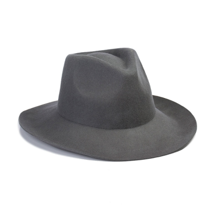 Men's Outdoor - Ready Autumn/Winter Wool Panama Hat: European - American Style, Curled - Brim Jazz - Top, Wide - Brim for Warmth