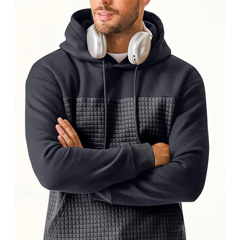 Fall/Winter Men's Waffle Colorblock Hoodies