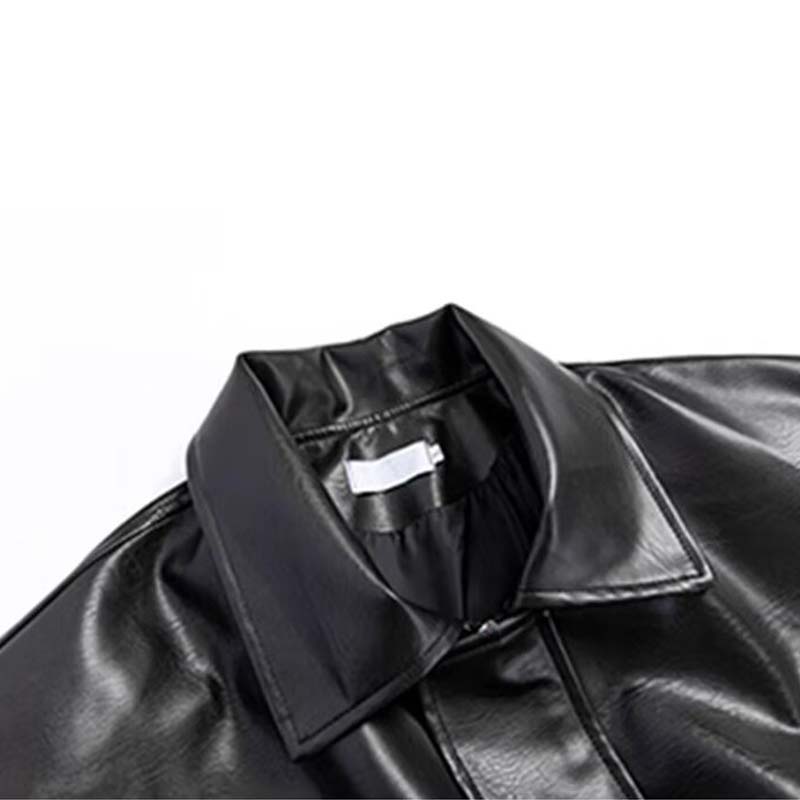 Autumn PU Leather Jacket For Men, High-End Look With Turn-Down Collar, Loose-Fit Casual Short Jacket With A Rebellious Edge, Versatile And Trendy, Perfect For Everyday Wear.