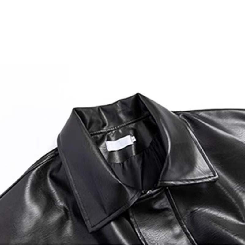 Autumn PU Leather Jacket For Men, High-End Look With Turn-Down Collar, Loose-Fit Casual Short Jacket With A Rebellious Edge, Versatile And Trendy, Perfect For Everyday Wear.